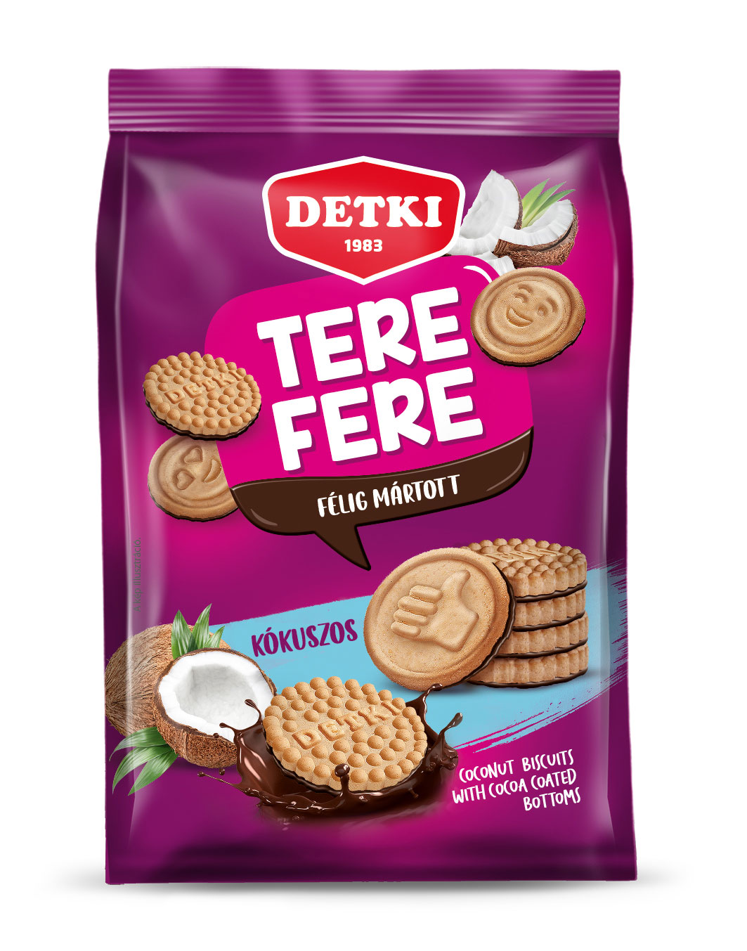 Tere fere kókuszos félig mártott omlós keksz étbevonóval 150g